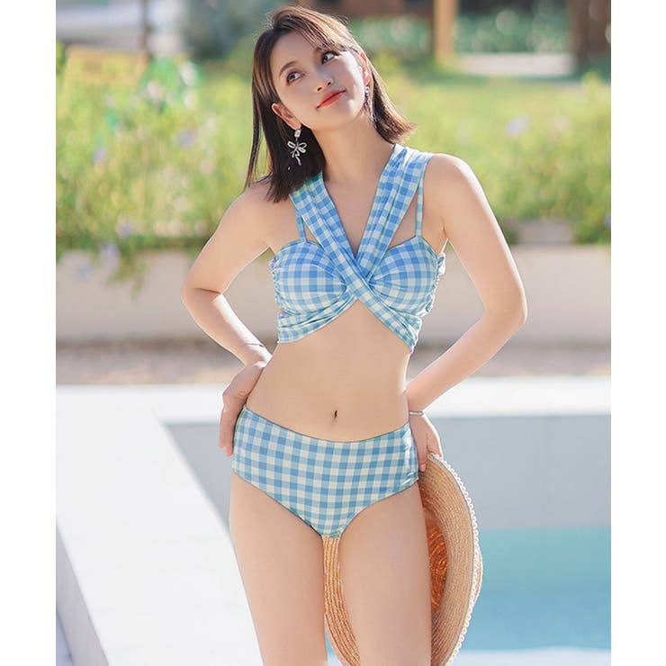 スーパーセール タイムセール 時間 sugar nine（シュガーナイン）の「スカート付き2way ギンガム 水着・ラッシュガード