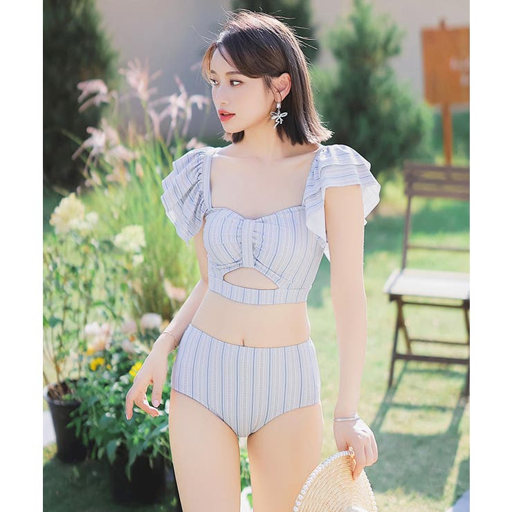 ワイドパンツ 付き ダブルフリル スイムウェア 水着 レディース[品番