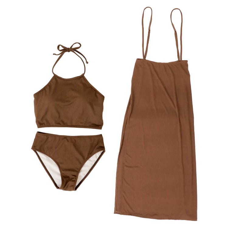 ロングスカート付き ハイネック リブ ビキニ 水着 セットアップ レディース | OSYAREVO | 詳細画像79 