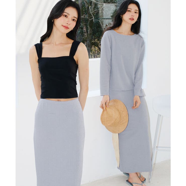 グレイッシュブルー×ブラック | カバーアップ ラッシュガード 付き スイムウェア 水着 レディース | OSYAREVO