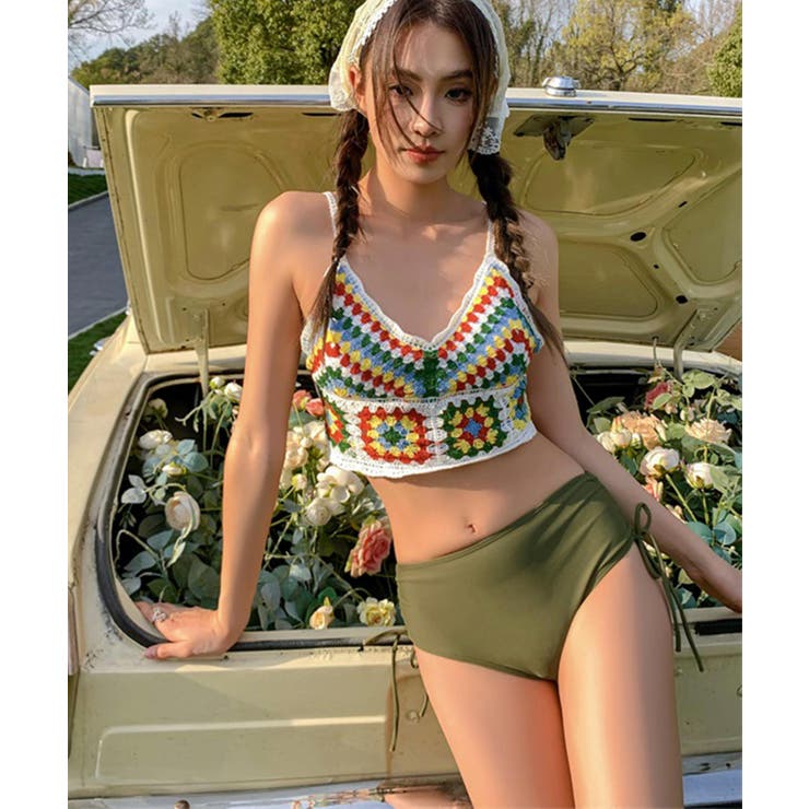 To the sea Hawaii ニットビキニ　新品未使用　水着セット ニット ビキニ レディース 水着 セクシー 白 クロシェ 可愛い