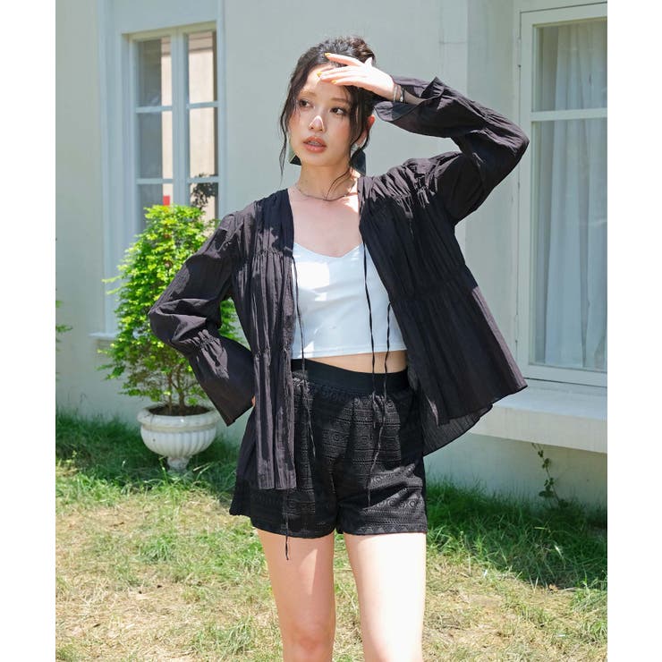 カバーアップ ギャザー ブラウス セットアップ 体型カバー レディース | OSYAREVO | 詳細画像35 