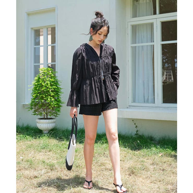 カバーアップ ギャザー ブラウス セットアップ 体型カバー レディース | OSYAREVO | 詳細画像40 