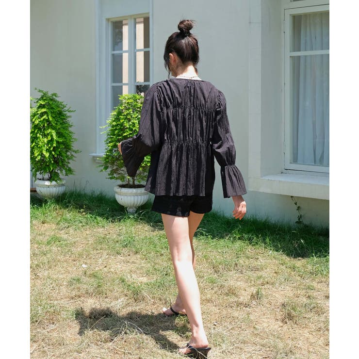 カバーアップ ギャザー ブラウス セットアップ 体型カバー レディース | OSYAREVO | 詳細画像41 