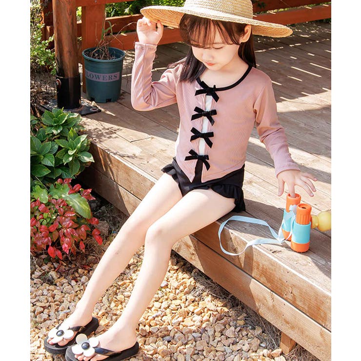 キッズ トップス付き バイカラー ワンピース水着 | OSYAREVO | 詳細画像4 