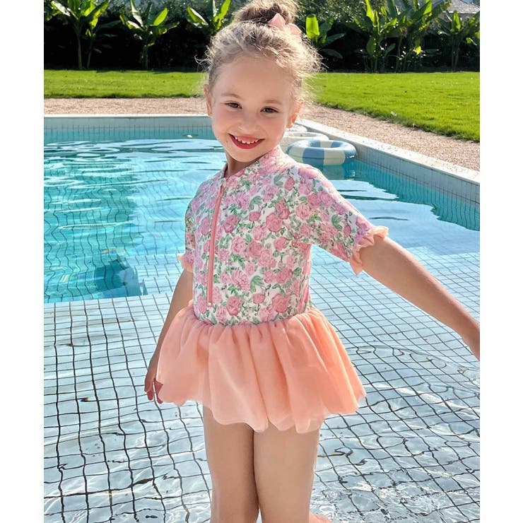キッズ フラワープリント チュール ワンピース 水着 | OSYAREVO | 詳細画像15 