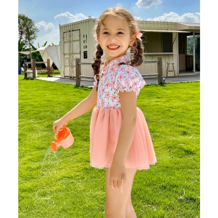 キッズ フラワー柄 チャイナ チュール ワンピース 水着 | OSYAREVO | 詳細画像5 