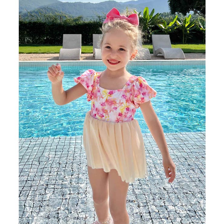 キッズ フラワー柄 チュール ワンピース 水着 | OSYAREVO | 詳細画像5 