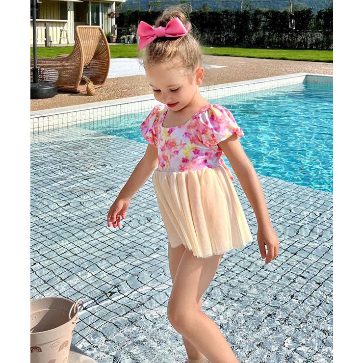 キッズ フラワー柄 チュール ワンピース 水着 | OSYAREVO | 詳細画像7 