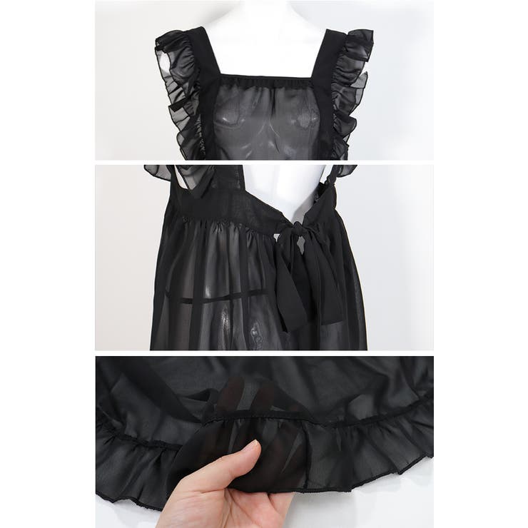 セクシーランジェリー フリルフレア ワンピースランジェリー 下着 ベビードール | OSYAREVO | 詳細画像17 