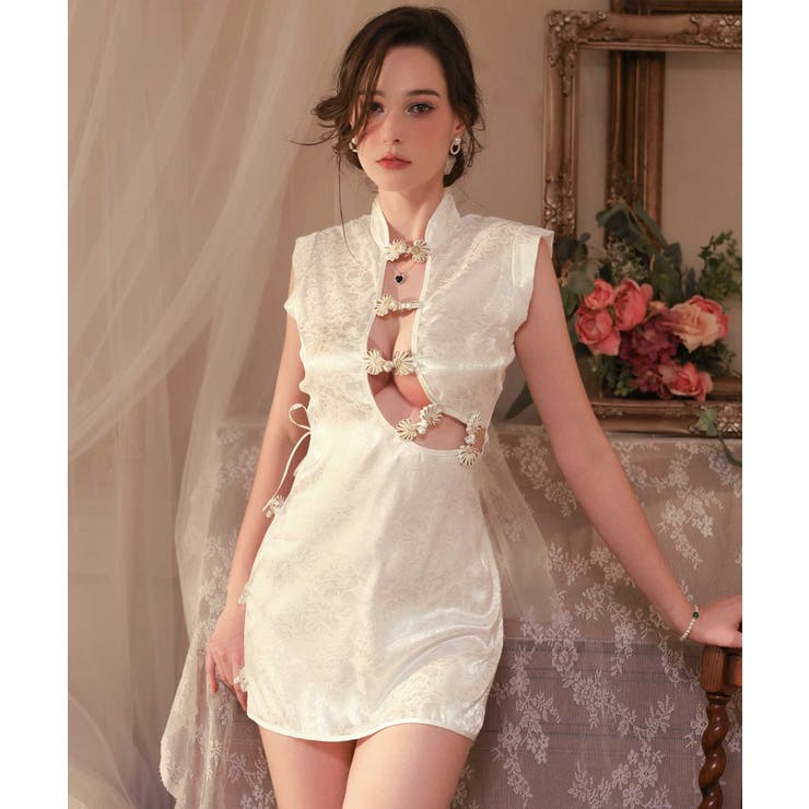 ホワイト | クリスマス コスプレ オープン ミニ チャイナ | OSYAREVO