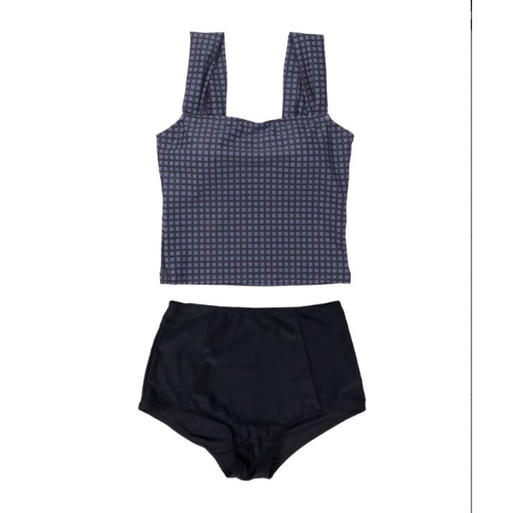 ネイビーグラフチェック | タンキニ 水着 セットアップ レディース | OSYAREVO
