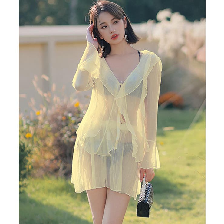 シアー×フリル ビジュー ビキニ 水着 レディース | OSYAREVO | 詳細画像7 