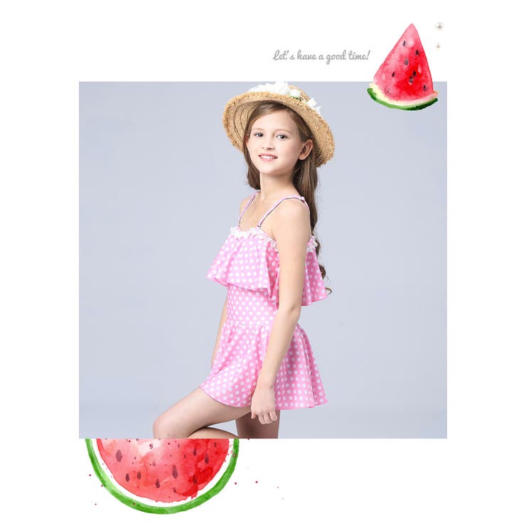 キッズ 女の子 オフショルダー 水玉 水着 旅行 | OSYAREVO | 詳細画像7 