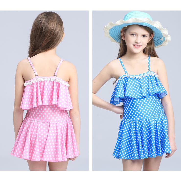 キッズ 女の子 オフショルダー 水玉 水着 旅行 | OSYAREVO | 詳細画像8 