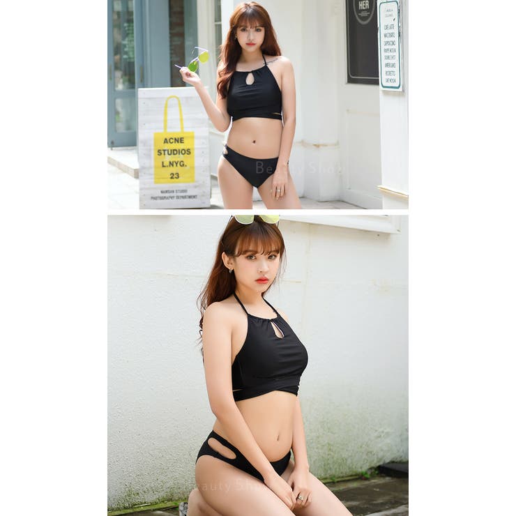 ハイネック フロントクロススイムウェア 水着[品番：OSRW0003453