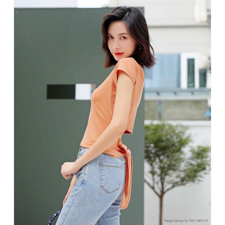 バックオープンリボンTシャツ レディース 夏 | OSYAREVO | 詳細画像12 