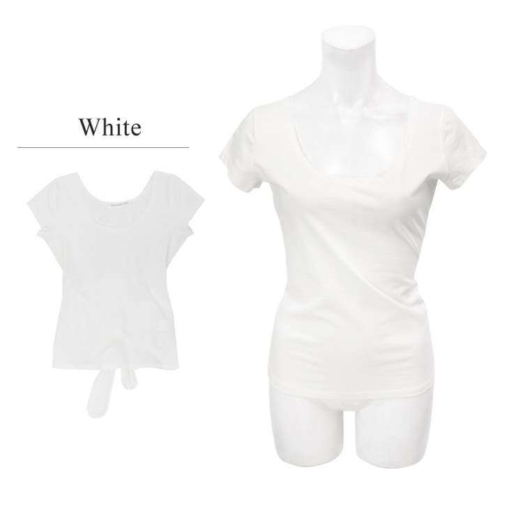 バックオープンリボンTシャツ レディース 夏 | OSYAREVO | 詳細画像14 