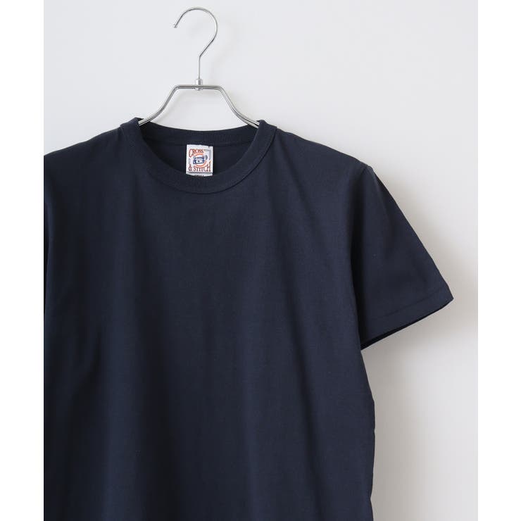 ネイビ- | CROSS & STITCH マックスウエイトバインダーネックTシャツ | TRUSS