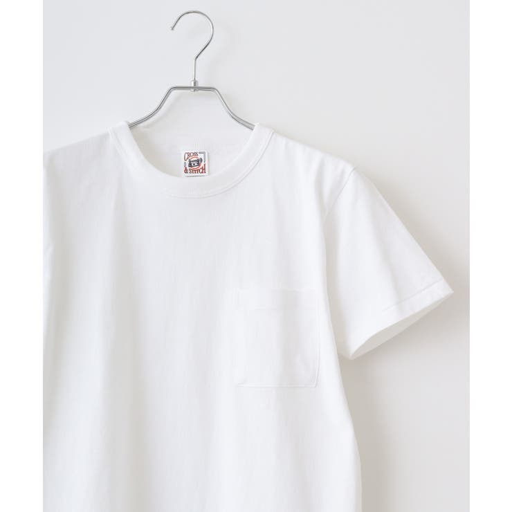 ホワイト | CROSS & STITCH バインダーネックポケットTシャツ | TRUSS