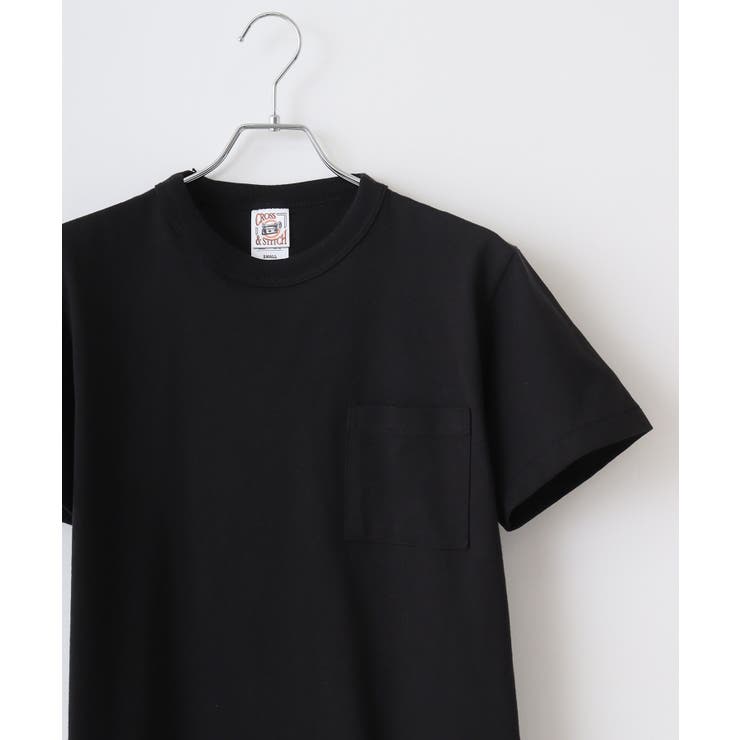 ディープブラック | CROSS & STITCH バインダーネックポケットTシャツ | TRUSS