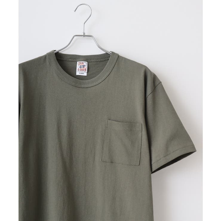 アーミーグリーン | CROSS & STITCH バインダーネックポケットTシャツ | TRUSS