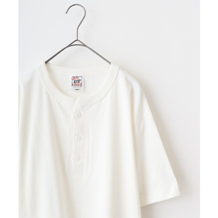 ナチュラル | CROSS & STITCH マックスウェイト ヘンリーネック半袖Tシャツ | TRUSS