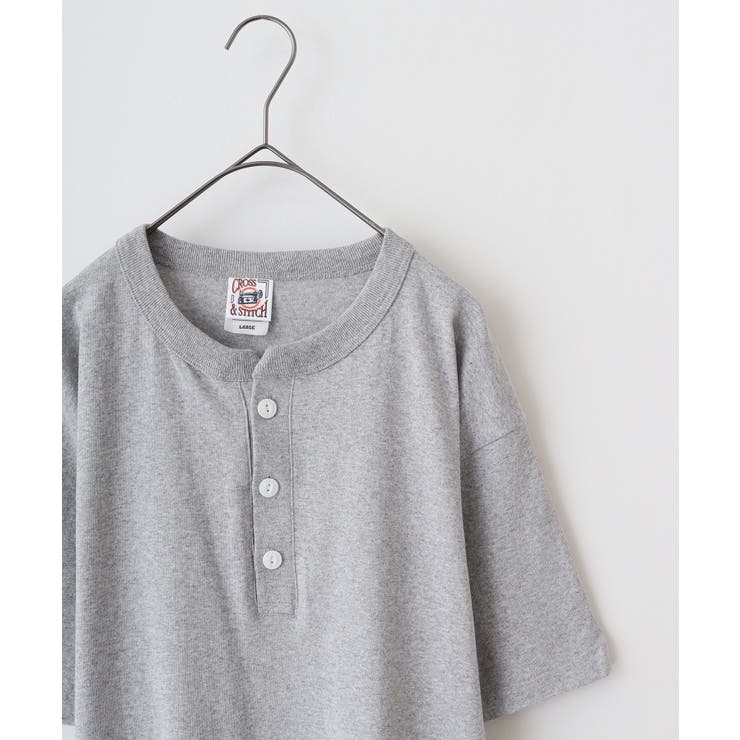 ヘザ-グレ- | CROSS & STITCH マックスウェイト ヘンリーネック半袖Tシャツ | TRUSS