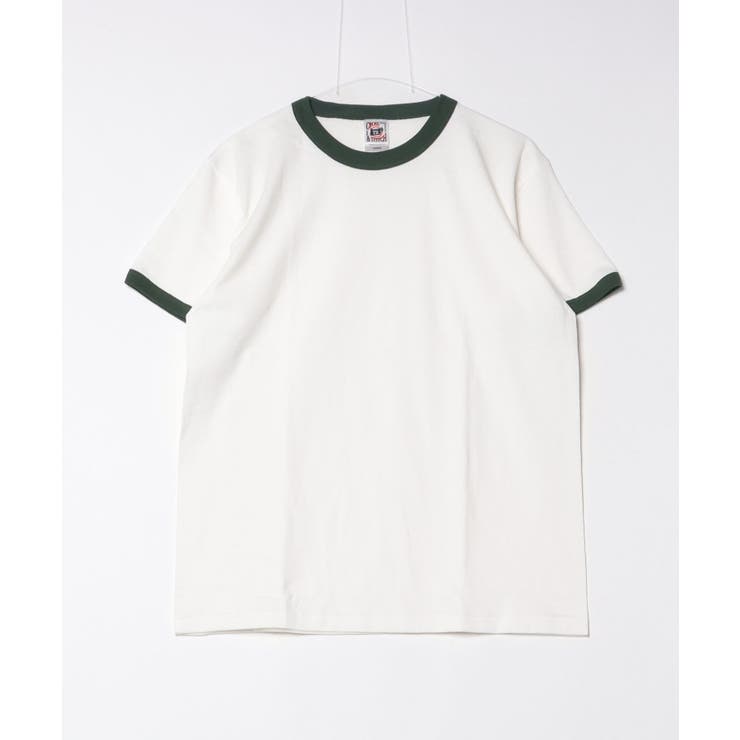 ナチュラル×フォレストグリーン | CROSS & STITCH マックスウェイト 半袖 リンガーTシャツ | TRUSS
