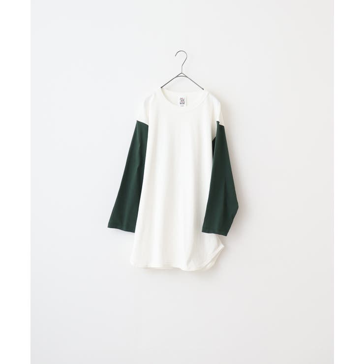 ナチュラル×フォレストグリーン | CROSS & STITCH 3/4スリーブ ベースボールTシャツ | TRUSS