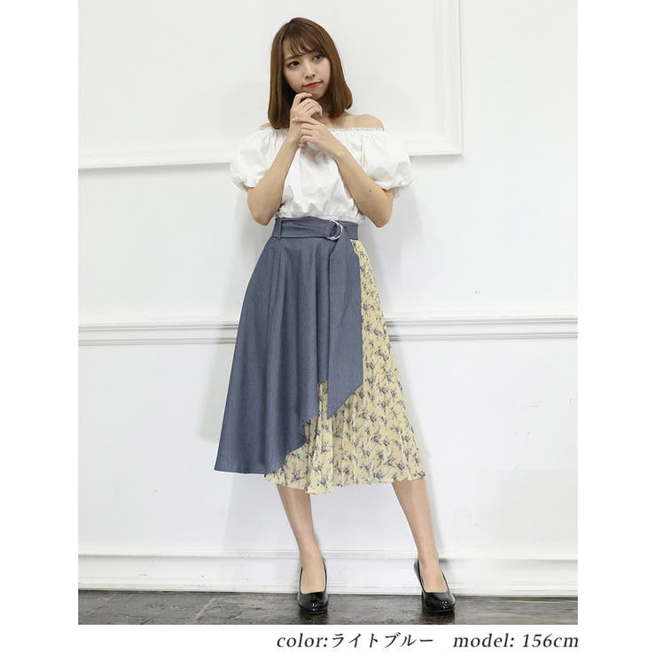 共ベルト付き ラップ 花柄切替スカート ミディスカート ミモレ丈 プリーツ 品番 Twpw Fetch フェッチ のレディースファッション通販 Shoplist ショップリスト