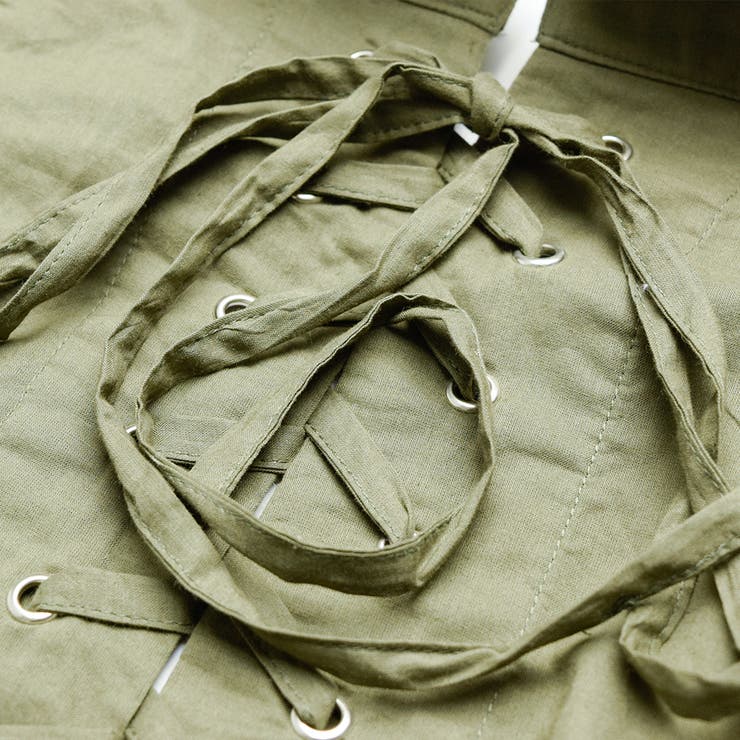 ビッグタイプ抜き襟後レースアップシャツワンピース シック シンプル | Fetchcollectionボトムス専門店 | 詳細画像11 