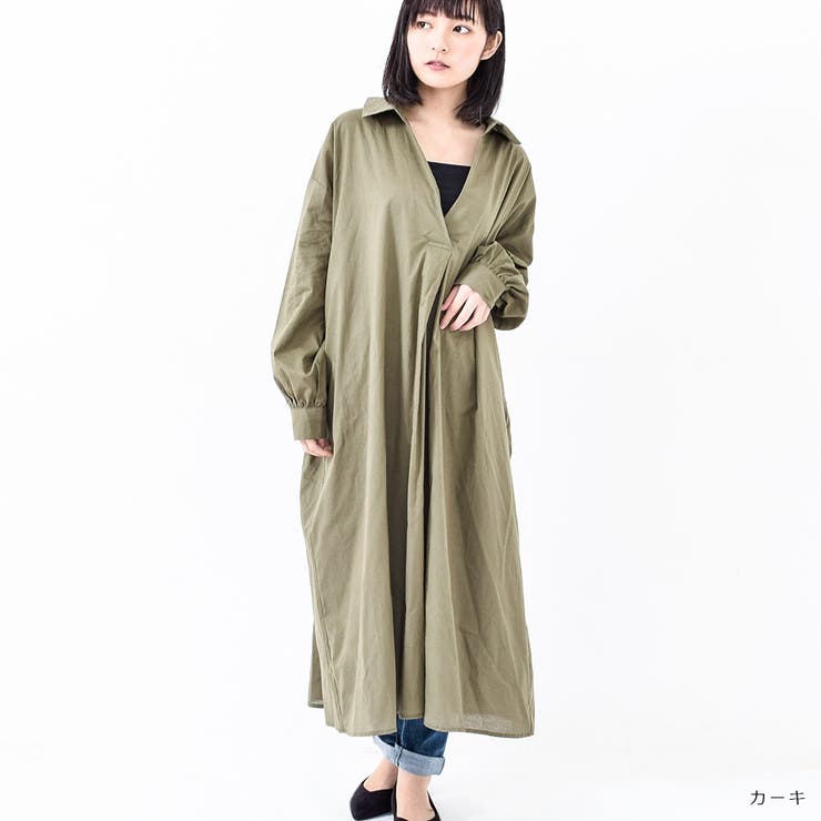 未使用タグ付　スローブイエナ　シャツワンピース　カーキ　薄手　F earth_eco_loco タイムセール30％OFF 返品交換不可 シャツ