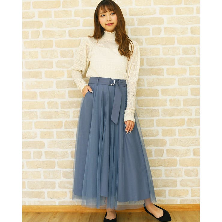 チュール上乗せ 二重 スカートサロペット[品番：TWPW0001167