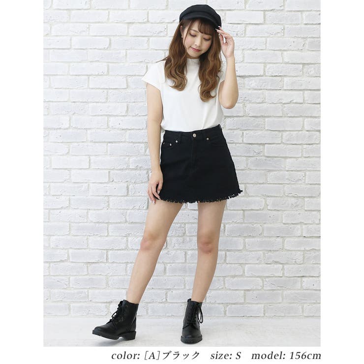 [A]ブラック | デニムスカートパンツ きれいめ 可愛い | Fetchcollectionボトムス専門店
