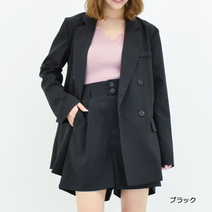 ダブルジャケット×ショートパンツセットアップ 2WAY スーツ[品番