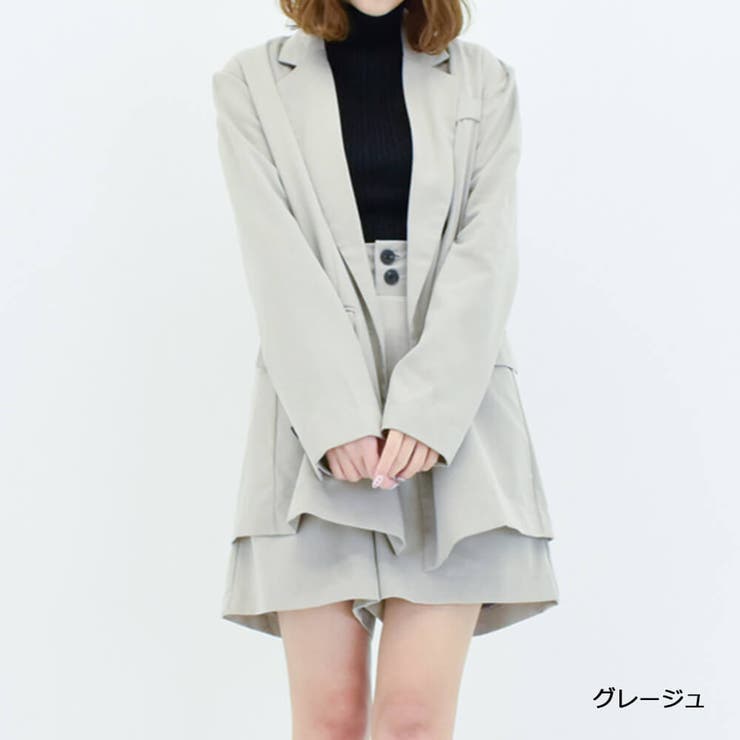 ダブルジャケット×ショートパンツセットアップ 2WAY スーツ[品番