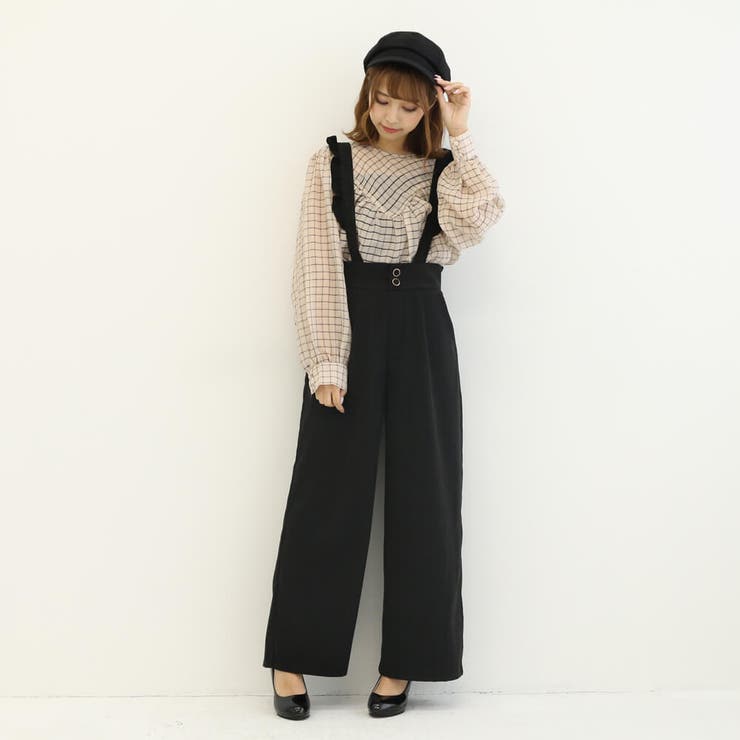 regleam ハイウェストパンツ ブラック サスペンダー付き 予約]ハイウエストサスペンダーワイドパンツ/ブラック – Lumier