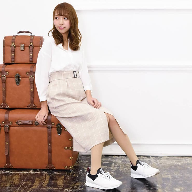 スッキリとしたシルエット！でも動きやすい！綺麗なスカートラインが目を惹く格子柄タ… | Fetchcollectionボトムス専門店 | 詳細画像6 