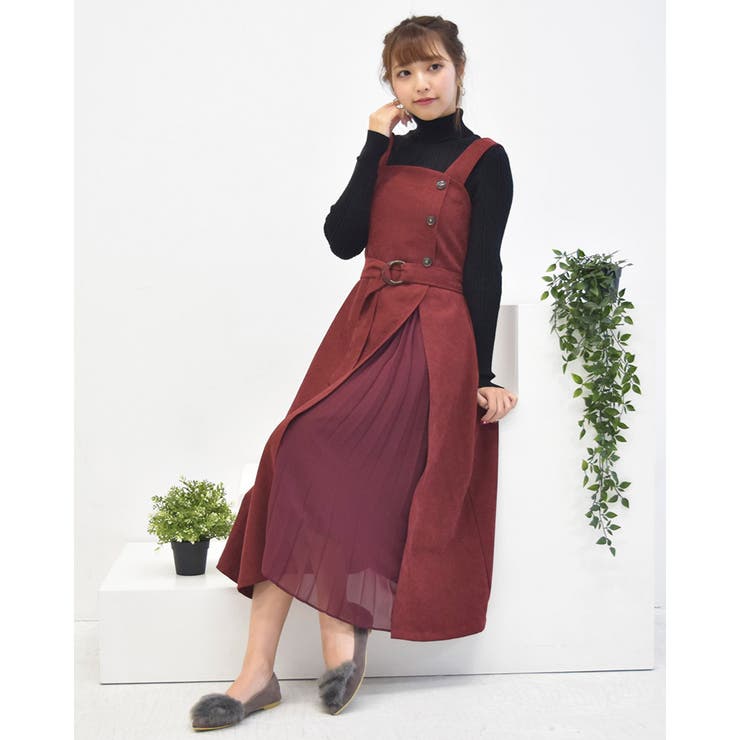 シフォンプリーツ切替ジャンパースカート 通販【ニッセン】