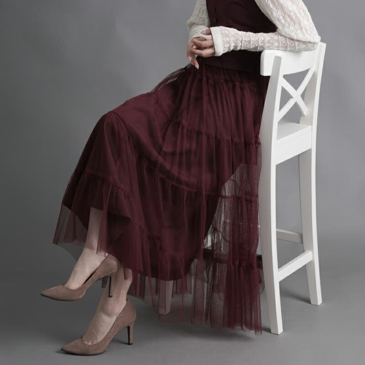 ティアードジャンパースカート チュール切替 ワンピース | Fetchcollectionボトムス専門店 | 詳細画像5 