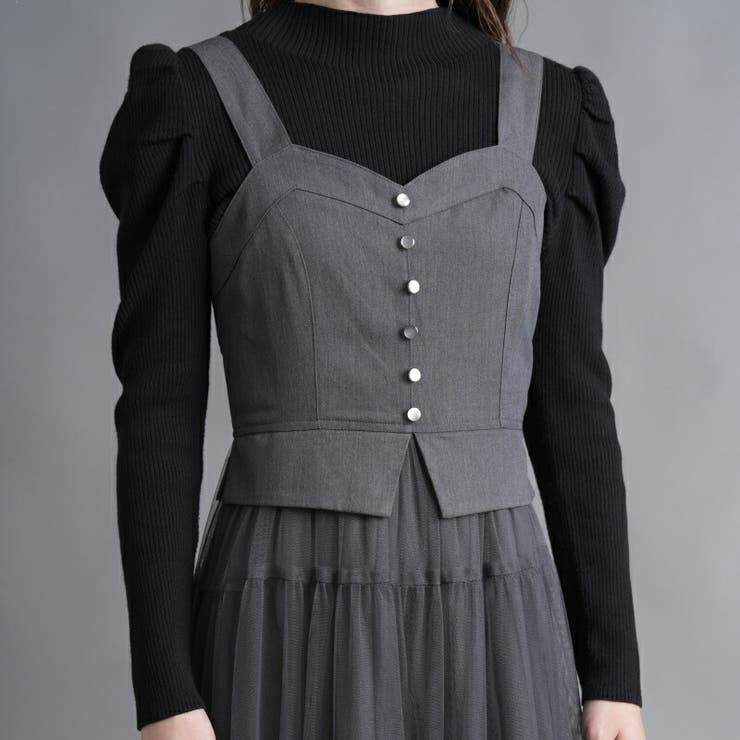 ティアードジャンパースカート チュール切替 ワンピース | Fetchcollectionボトムス専門店 | 詳細画像7 