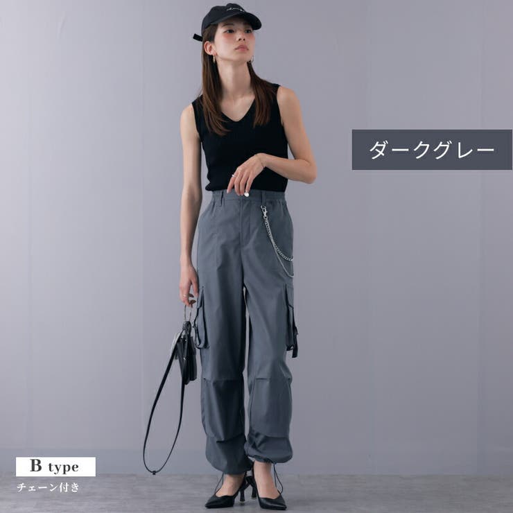 パラシュートパンツ グレー M GU - メルカリ