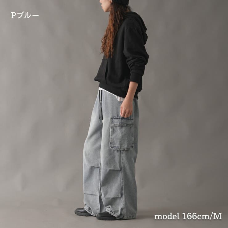 ゆったりシルエットカーゴパンツ スラブデニム デニム | Fetchcollectionボトムス専門店 | 詳細画像4 