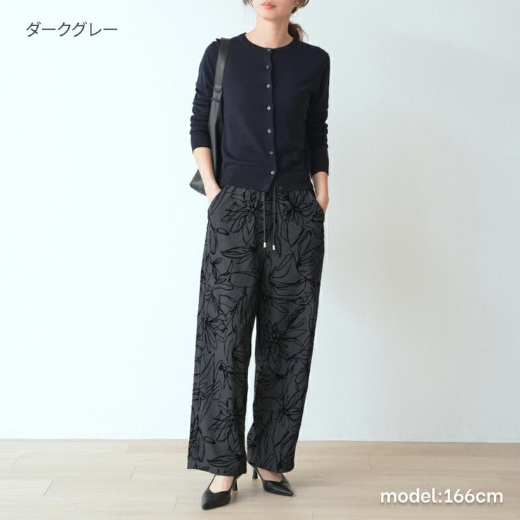 ベイカーワイドパンツ  ボタニカル大柄系フロッキープリント レディース | Fetchcollectionボトムス専門店 | 詳細画像2 