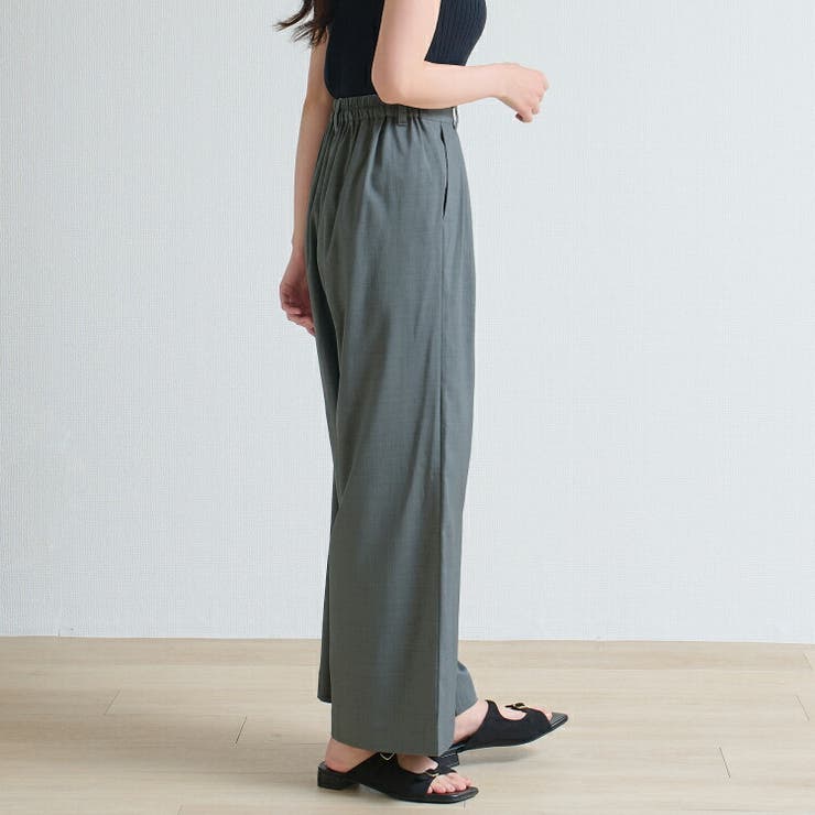 ４本タック入りワイドスラックス  ワイドパンツ レディース | Fetchcollectionボトムス専門店 | 詳細画像7 