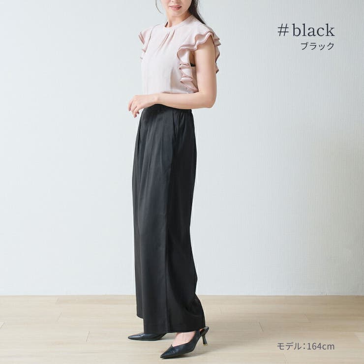４本タック入りワイドスラックス  ワイドパンツ レディース | Fetchcollectionボトムス専門店 | 詳細画像8 