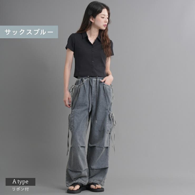 選べる2type デニムカーゴパンツ カーゴパンツ[品番