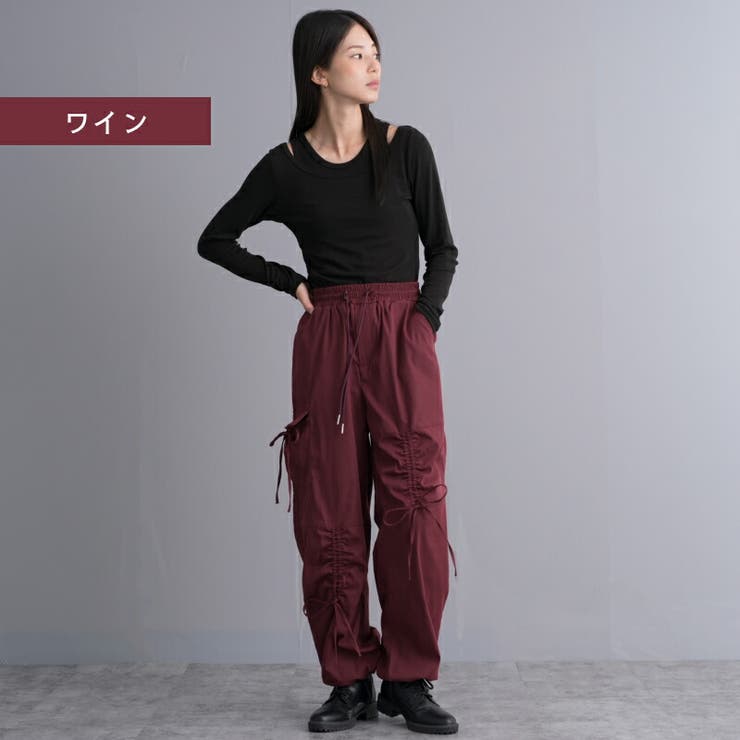 リボン付き パラシュート カーゴパンツ | Fetchcollectionボトムス専門店 | 詳細画像10