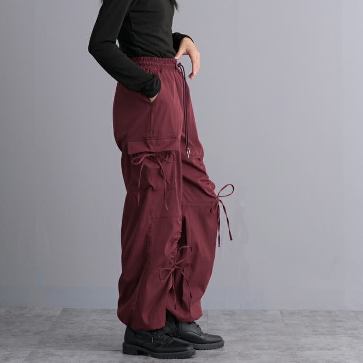 リボン付き パラシュート カーゴパンツ | Fetchcollectionボトムス専門店 | 詳細画像11